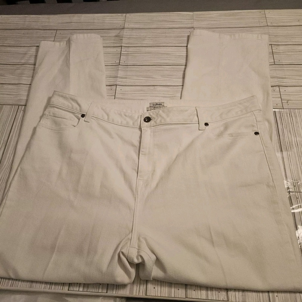 LL Bean Jeans Womens 20 White Mid Rise Straight Leg 36x30